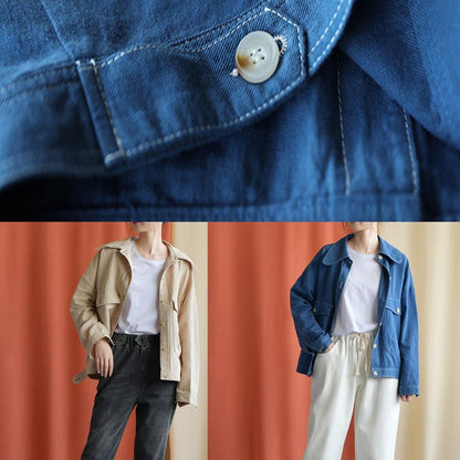 Big Pockets Cotton Blouses for Tutorials Blue Coats Fall
