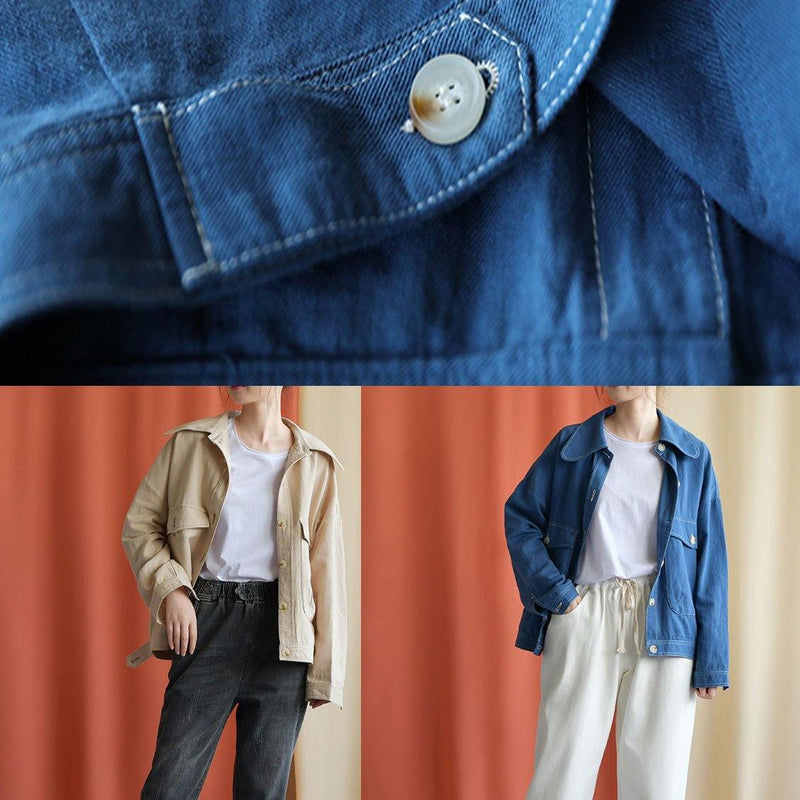 Big Pockets Cotton Blouses for Tutorials Blue Coats Fall