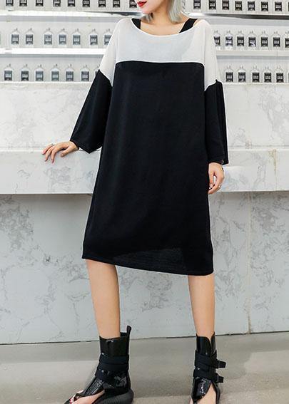 Black Cotton Wardrobes Patchwork Cotton Dresses