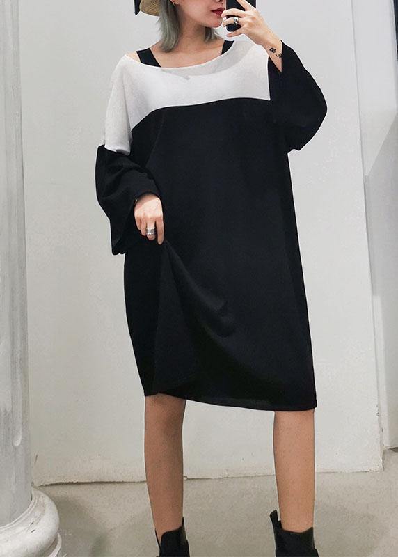 Black Cotton Wardrobes Patchwork Cotton Dresses
