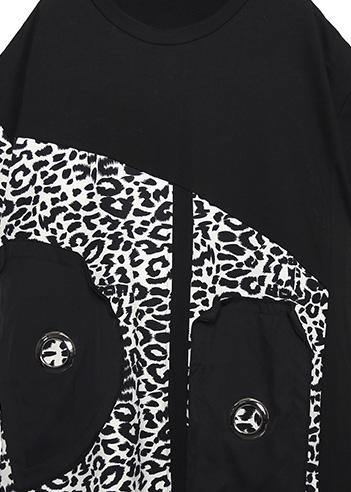 Black Cotton Blended Quilting Clothes Inspiration O Neck Patchwork Summer Dress