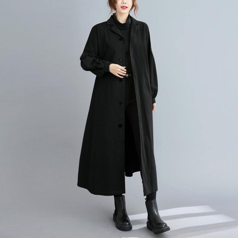 Black Coats Sewing Lapel Button Down Coats