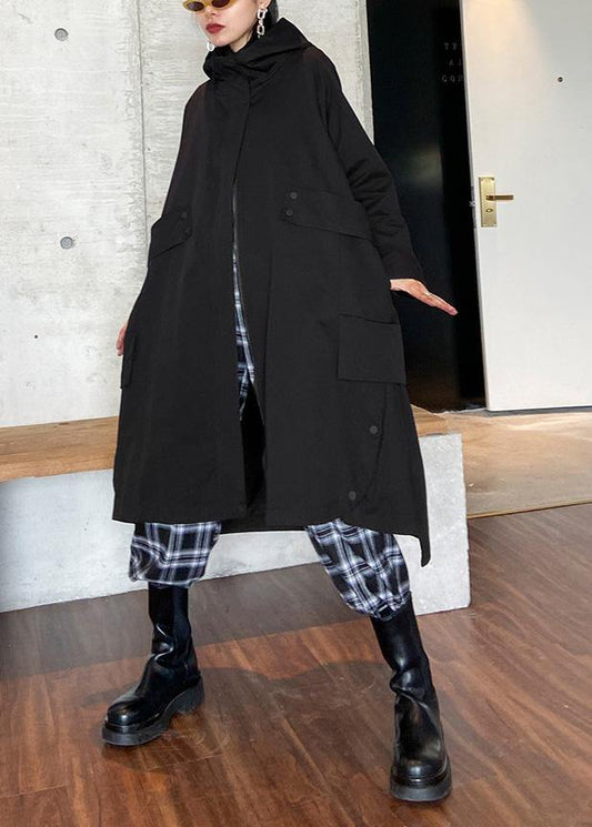 Black Fine Clothes Photography Hooded Zippered Fall Coats