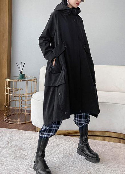 Black Fine Clothes Photography Hooded Zippered Fall Coats