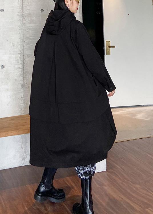 Black Fine Clothes Photography Hooded Zippered Fall Coats