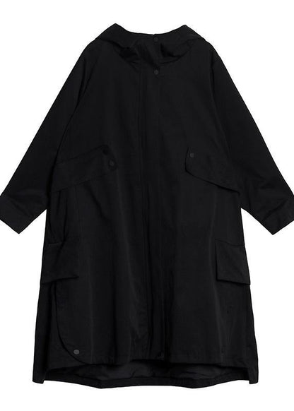 Black Fine Clothes Photography Hooded Zippered Fall Coats