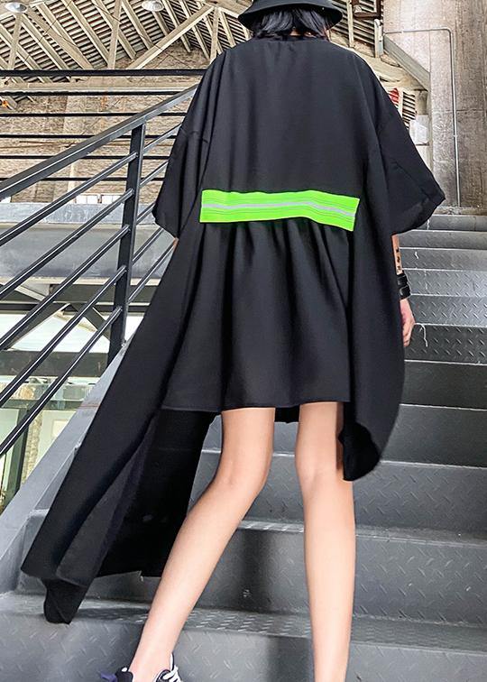Black Clothes O Neck Asymmetric Art Dresses