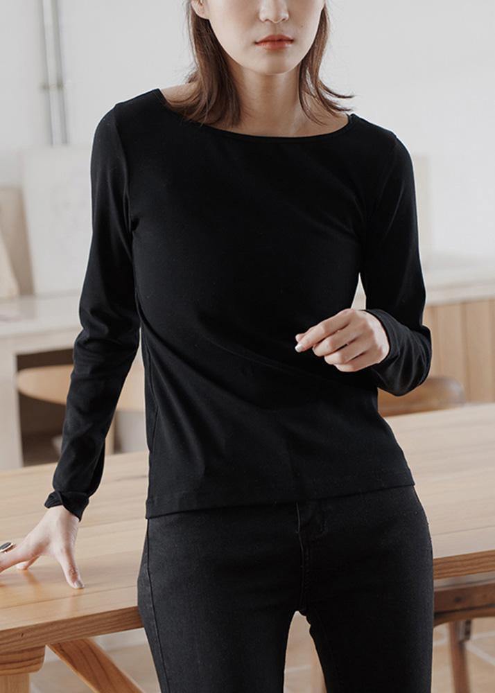 Black Cotton Blouses for Wild Clothing Fall Blouses