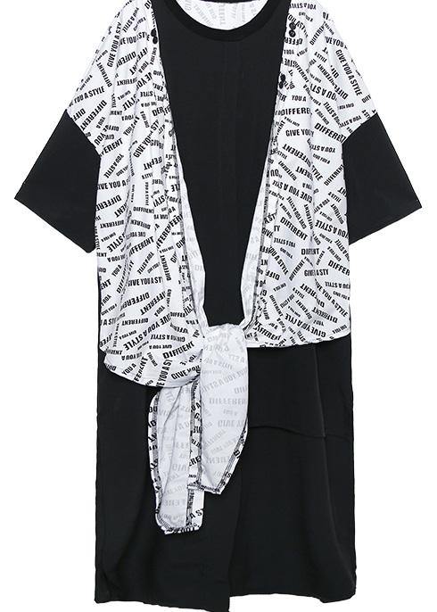 Black Cotton Clothes False Two Pieces Box Summer Top