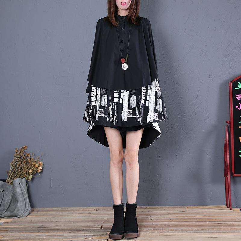 Women black cotton clothes For Women patchwork daily fall long shirt