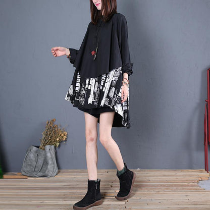 Women black cotton clothes For Women patchwork daily fall long shirt