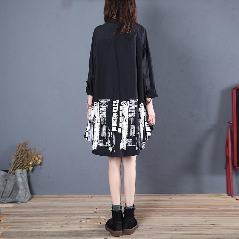 Women black cotton clothes For Women patchwork daily fall long shirt