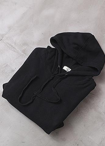 Black Cotton Clothes Hooded Long Winter Dress