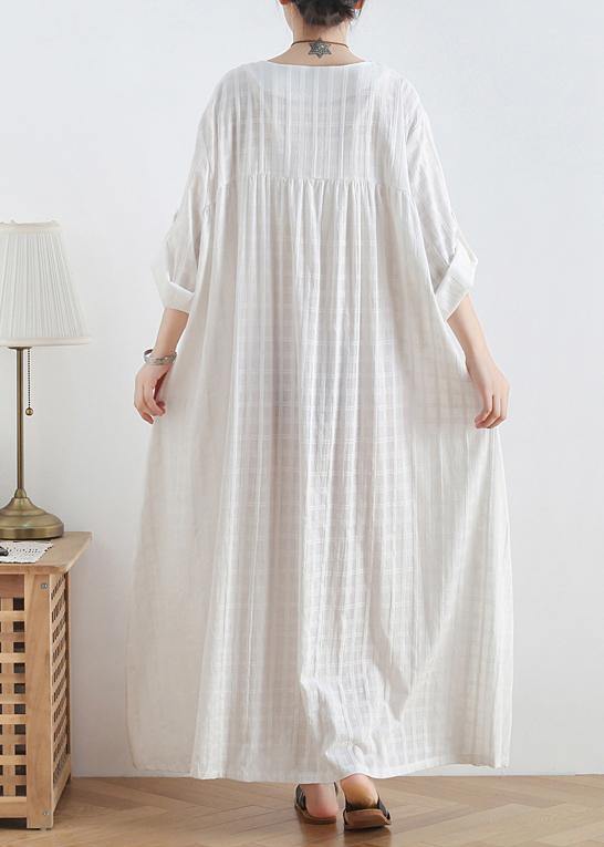 Black Cotton Quilting Dresses O Neck Batwing Sleeve Maxi Dresses