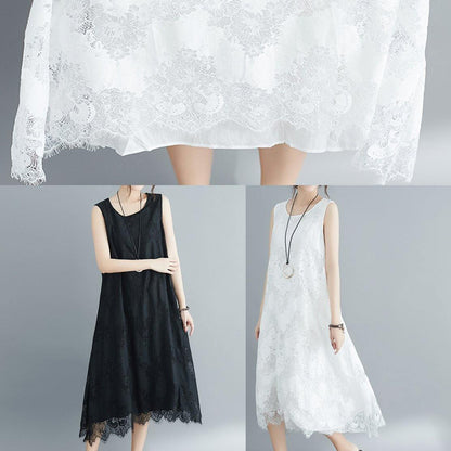Black Laceclothes for O Neck Kaftan Summer Sleeveless Dress
