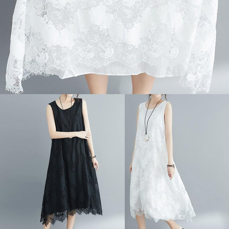 Black Laceclothes for O Neck Kaftan Summer Sleeveless Dress