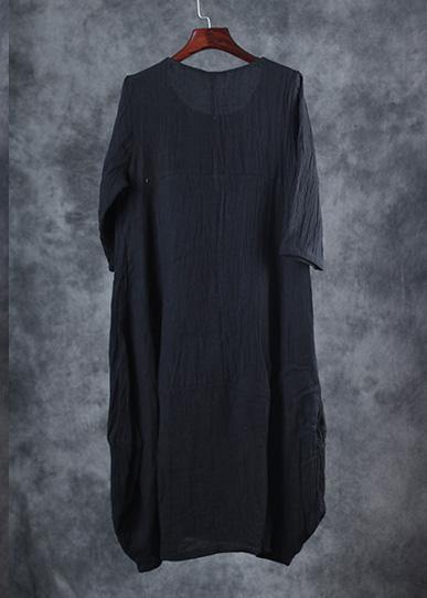 Black Linen Dresses O Neck Dresses Fall Dresses