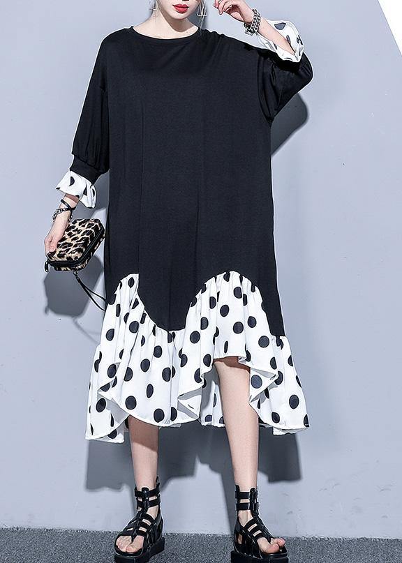Black Patchwork Cotton Clothes Bracelet Sleeved Art Summer Dresses