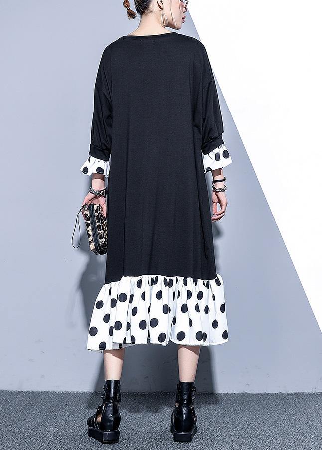 Black Patchwork Cotton Clothes Bracelet Sleeved Art Summer Dresses
