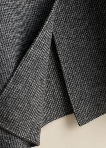 Black Plaid Fine Tunic Woolen Coatswork Peter Pan Collar Button Down Woolen Coats