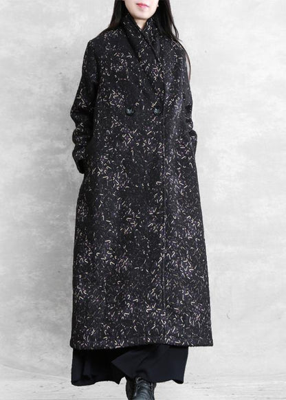 Black Print Clothes Inspiration Pockets Fall Coat