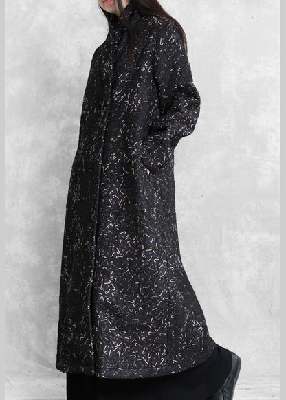 Black Print Clothes Inspiration Pockets Fall Coat