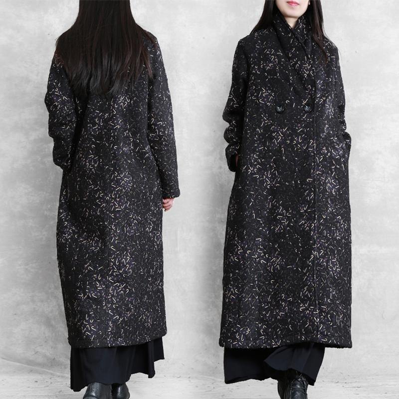 Black Print Clothes Inspiration Pockets Fall Coat