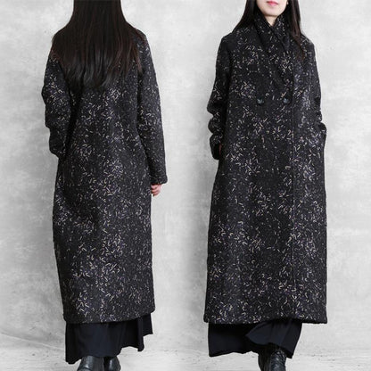 Black Print Clothes Inspiration Pockets Fall Coat