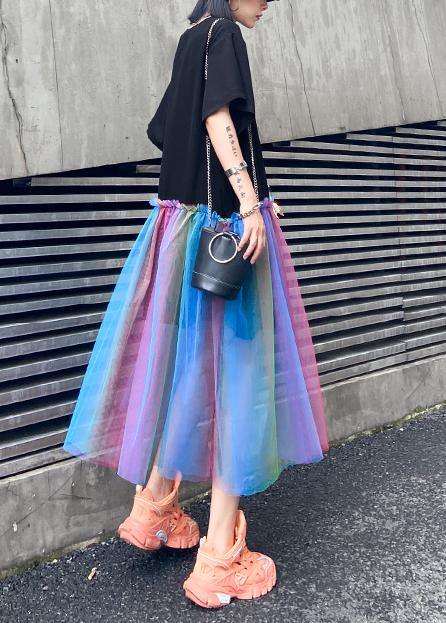 Black Print Cotton Dresses Patchwork Tulle a Line Dresses