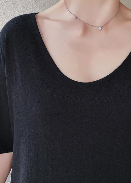 Black Quilting Clothes O Neck Low High Design Maxi Dresses