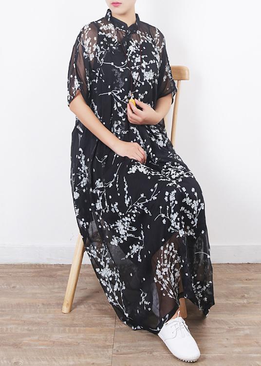 Black Silk Dresses Sleeve Short Sleeve Maxi Summer Dresses