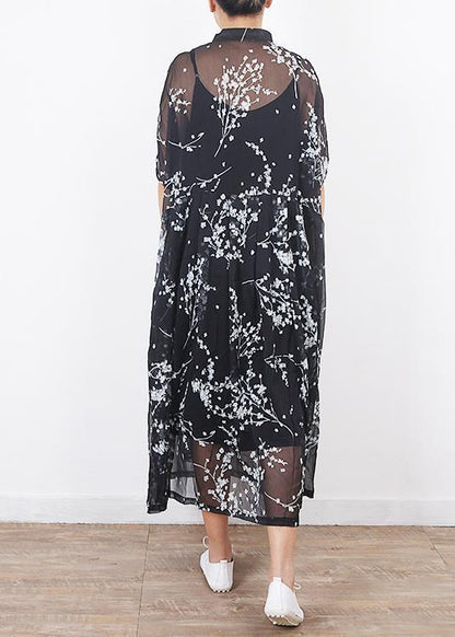 Black Silk Dresses Sleeve Short Sleeve Maxi Summer Dresses