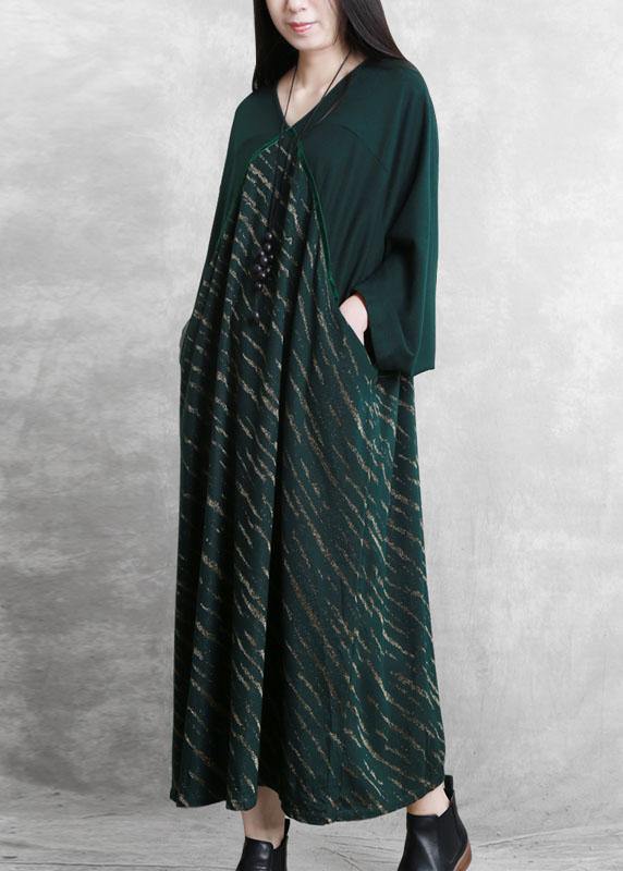 Black Striped Clothes V Neck Batwing Sleeve Dresses