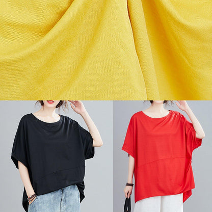 Black Top Silhouette O Neck Batwing Sleeve Baggy Shirts