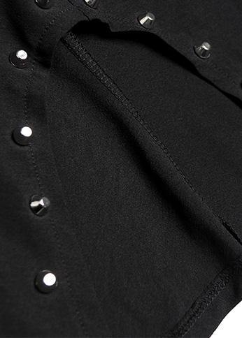 Black V Neck Cotton Quilting Clothes Rivet Summer Dresses