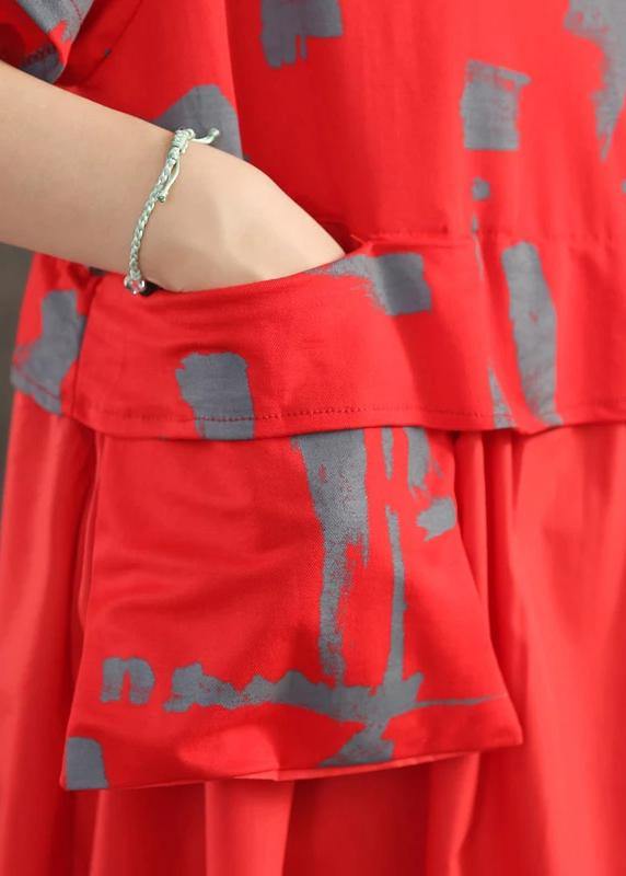 Blended Long Shirts Loose Literary Graffiti Print Hooded Dress