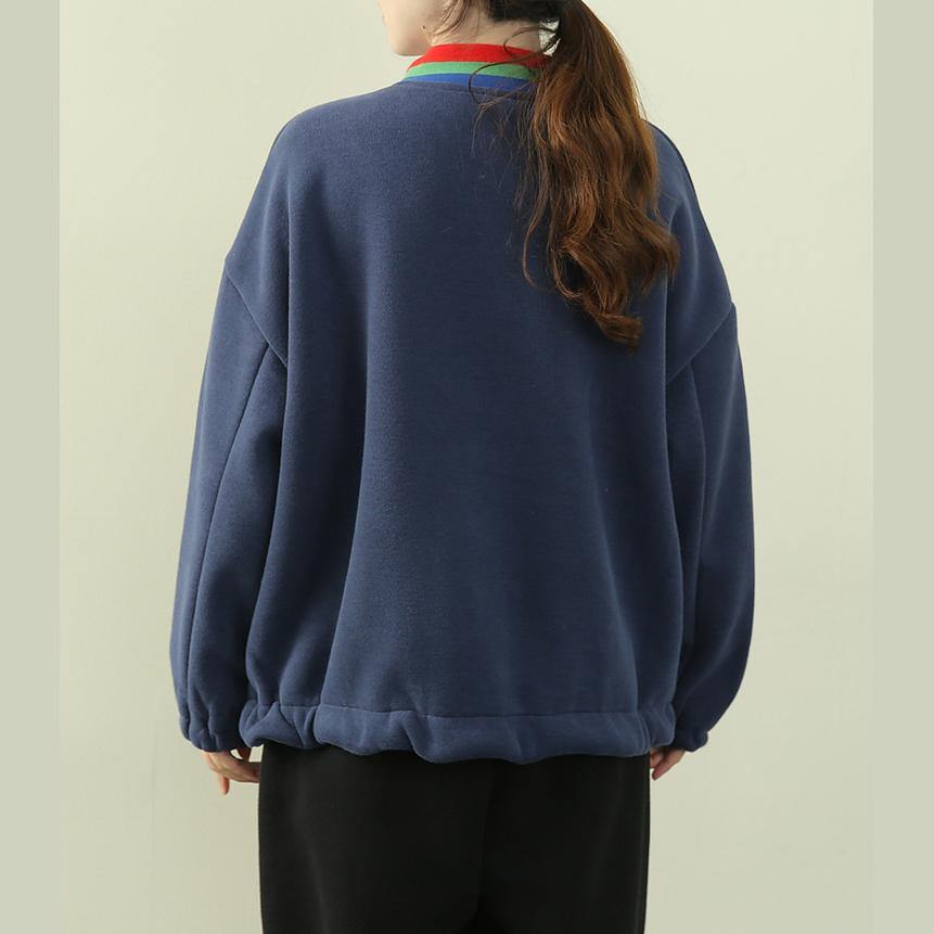 Women blue Shirts Inspiration high neck patchwork zippered shirt