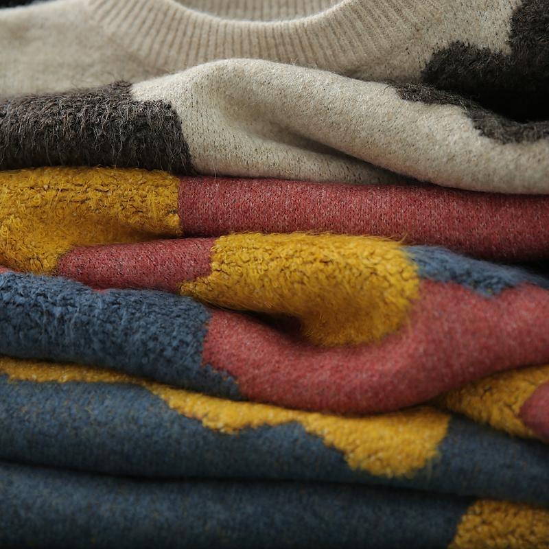 Blue Cloud Knit Sweaters O Neck False Two Pieces Knitted Pullover