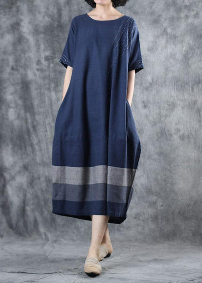 Blue Cotton Clothes for Patchwork Long Summer Dresses
