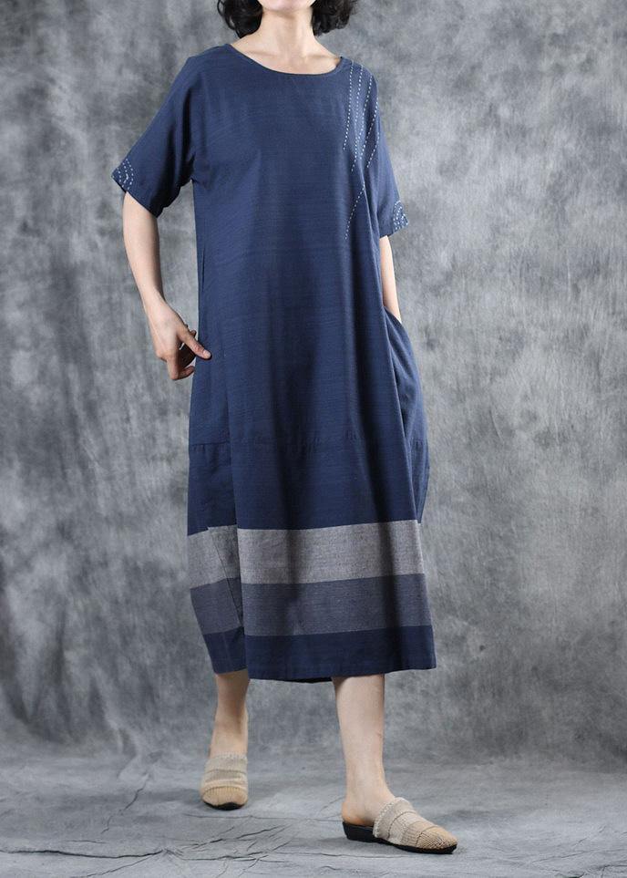 Blue Cotton Clothes for Patchwork Long Summer Dresses
