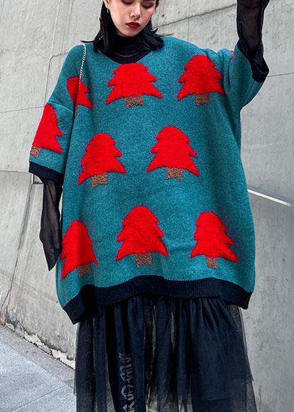 Blue Green Sweater Weather Patchwork Tulle Daily Sweater Dress