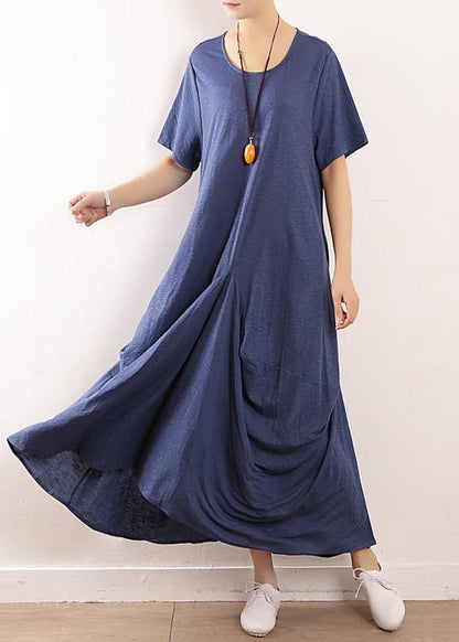 Blue Linen Soft Surroundings Design Big Hem Traveling Summer Dress