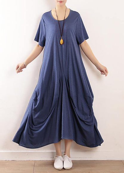 Blue Linen Soft Surroundings Design Big Hem Traveling Summer Dress