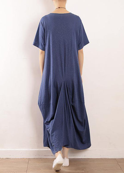 Blue Linen Soft Surroundings Design Big Hem Traveling Summer Dress