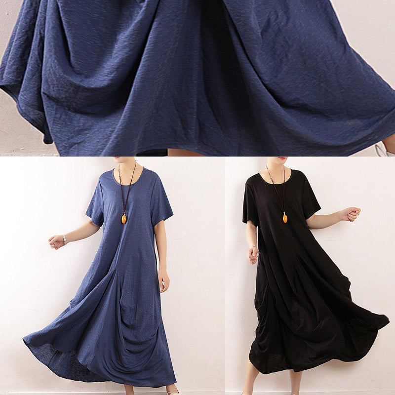 Blue Linen Soft Surroundings Design Big Hem Traveling Summer Dress