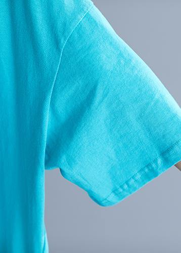 Blue Prints Cotton Dresses Side Open Cotton Summer Dresses