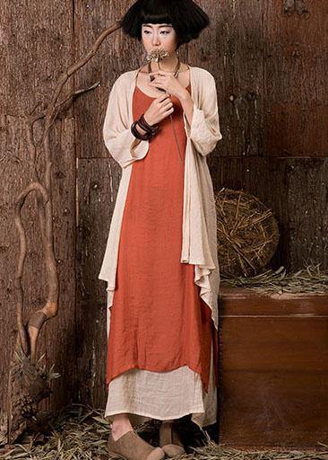 Bracelet Sleeved Linen Tops Tunic Tops Nude Cardigan Summer