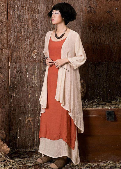 Bracelet Sleeved Linen Tops Tunic Tops Nude Cardigan Summer