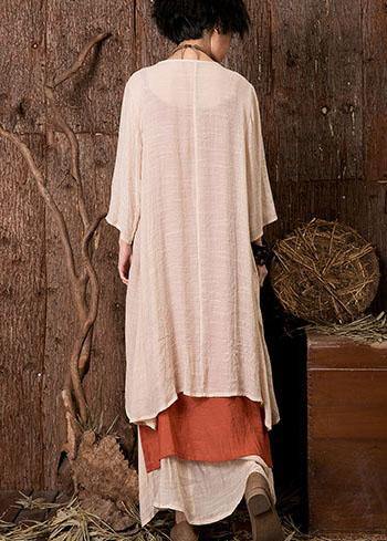 Bracelet Sleeved Linen Tops Tunic Tops Nude Cardigan Summer