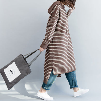 Brown Striped Sweater Aesthetic Quotes Funny Hooded Knitwear